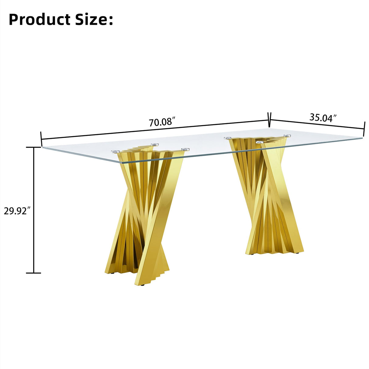 SSLine Modern 9-Piece Glass Dining Table Set for 8 Luxury Gold Glass Kitchen Table and Chair Set for 8 Elegant 70" Large Dining Room Table with 8 Beige Tufted Chairs with Stainless Steel Base SSLine