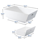 Cozy Castle High Gloss Coffee Table with LED, Modern Center Table with 2 Large Hidden Storage Drawers for Living Room, White, 41.3" W x 23.6" D x 13.6" H Cozy Castle