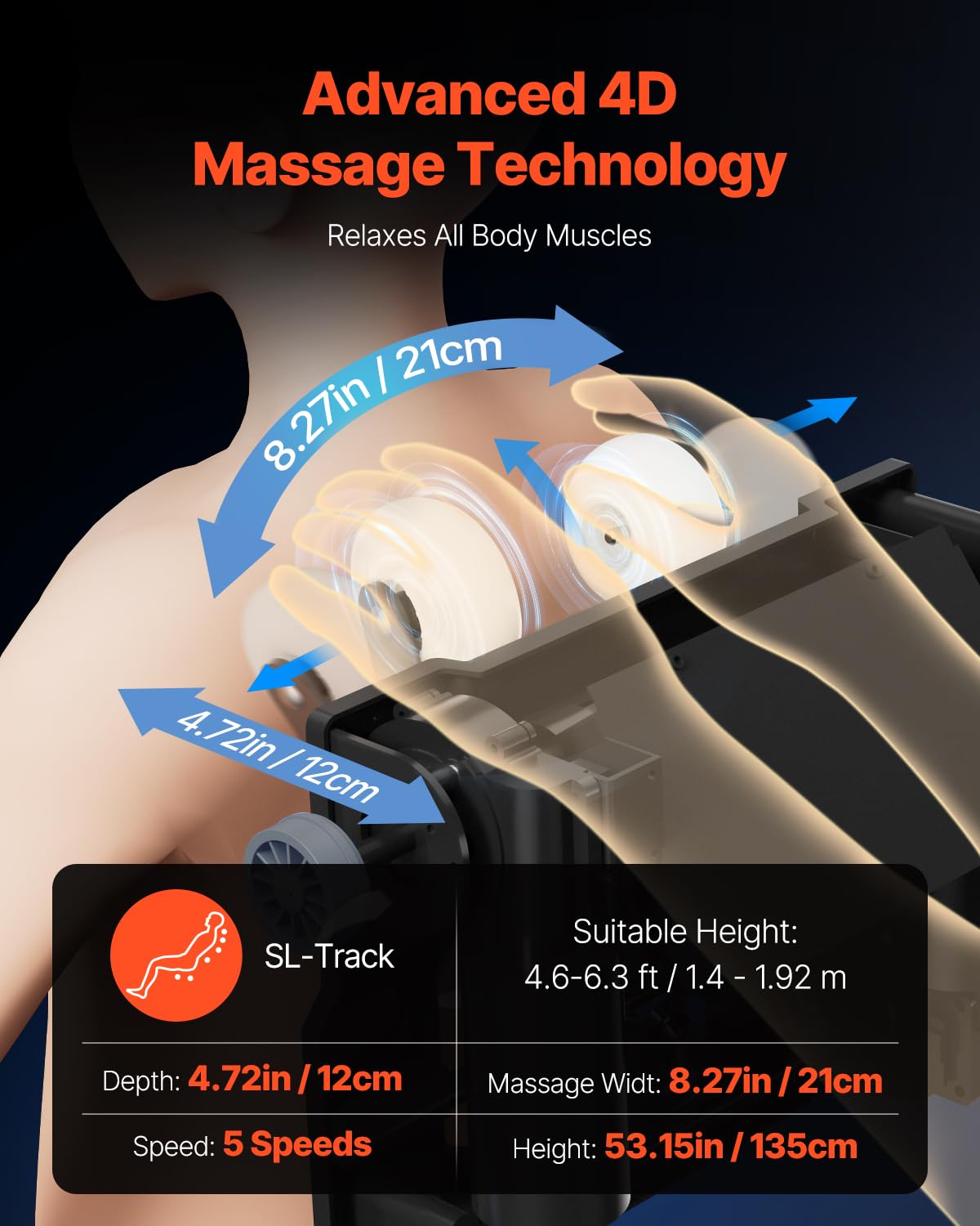 VEVOR Massage Chair, 4D Full Body Zero Gravity Recliner with SL Track, Yoga Stretch, AI Voice Control, Heat, Foot Roller, Retractable Pedal, 36 Airbags, LCD, Armrest Controls, Rolling Base VEVOR