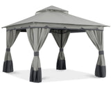 ABCCANOPY 8'x8' Outdoor Gazebo, Double Roof Patio Gazebo with and Shade Curtains, Light Gray ABCCANOPY
