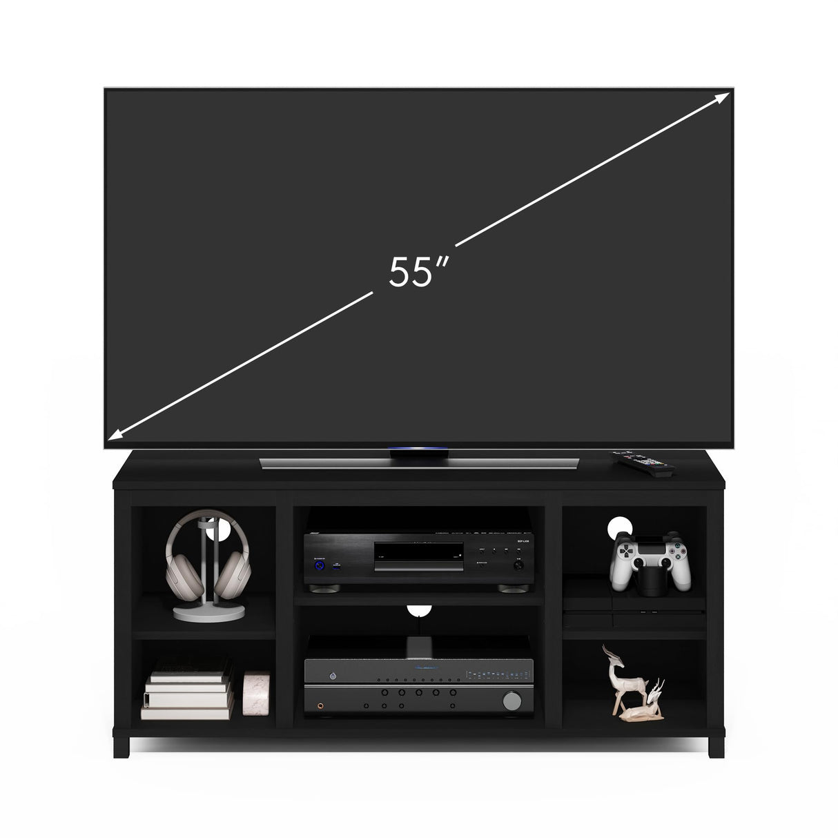 Furinno Classic TV Stand with Shelves for TV up to 55 Inch, Americano Furinno