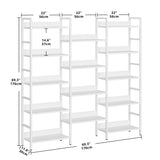IRONCK Bookcases and Bookshelves Triple Wide 5 Tiers Industrial Bookshelf with Baffles Large Etagere Bookshelf with Metal Frame for Living Room Home Office IRONCK