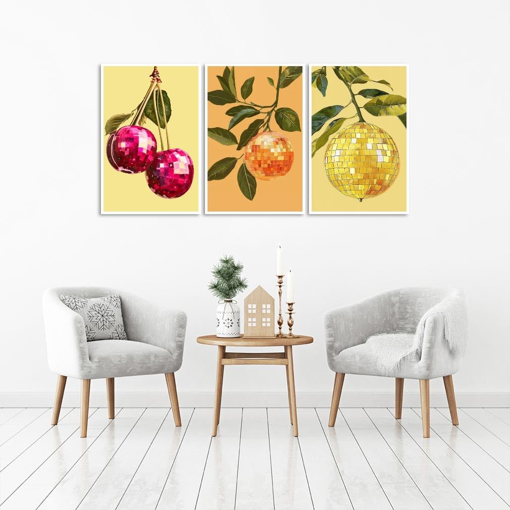 6P Disco Ball Paint by Numbers Kit for Adults, DIY Fruit Adult's Paint by Numbers on Canvas, Easy Acrylic Watercolor Oil Painting by Number Without Frame(8x12 in) Clendo