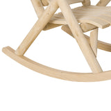 Outsunny Outdoor Wooden Rocking Chair, Single-Person Rustic Adirondack Rocker with Slatted Seat, High Backrest, Armrests for Patio, Garden and Porch, Natural Outsunny