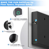 Biometric Gun Safe for Handgun, Pistol Safe with Fingerprint & KEY Access, Tree of Life Tempered Glass Hidden Gun Storage with Decor Function For Wall-Mounted PJJSZST