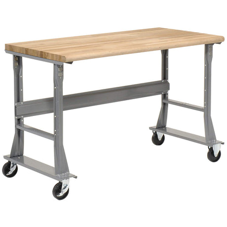 Global Industrial Mobile Fixed Height Workbench, Maple Block Safety Edge, 72" W x 30" D, Gray Global Industrial