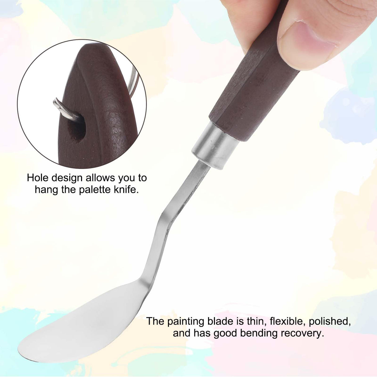 2Pcs Palette Knife No.20 Palette Knives 22mm Width Pallet Knife Stainless Steel Oval Art Paint Spatula with Wood Handle Metal Palette Knife for Oil Acrylic Canvas Mixing Spreading Cake Decorating Styquenzer