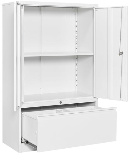 SISESOL Metal Storage Cabinet with Drawer,White File Cabinets, Locking Steel Storage Cabinet with Doors and Shelves for Home,Office,Warehouse,Garage,School,Fit A4/Letter/Legal File (1 Drawer) - WoodArtSupply