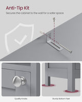 VASAGLE Tall Bathroom Cabinet with Lights, Slim Bathroom Storage Cabinet, Freestanding Narrow Cabinet with Adjustable Shelves, for Small Spaces, Modern, 11.8 Inches Wide, Dove Gray UBBC566G02 VASAGLE