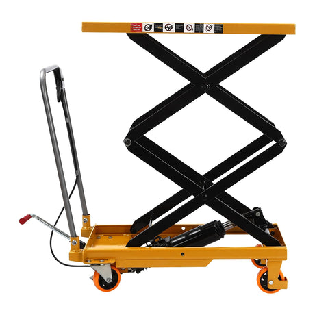 330lbs Hydraulic Scissor Lift Table Cart, Double Scissor Hydraulic Lift Table Cart Non Slip Pad Cart w/4 Wheels Simple Operation Elevating Cart (330, Pounds) TBVECHI