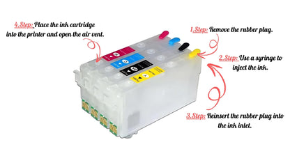 FlexAura 812XL Ink Empty Refillable Ink Cartridges with Chip Suitable 812XL Workforce Pro WF-7840 WF-7820 WF-7310 EC-C7000 Empty Cartridge Printers Used for Regular Or Sublimation Ink Cartridges