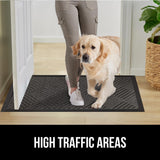 Gorilla Grip 100% Waterproof All-Season WeatherMax Doormat, Durable Natural Rubber, Stain and Fade Resistant, Low Profile, Indoor Outdoor Door Mats, Easy Clean Patio Entrance Mat, 17x29, Gray Diamond Gorilla Grip
