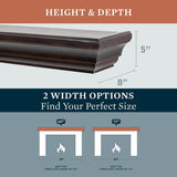 MANTELSDIRECT 60 Inch Floating Fireplace Mantel Wood Shelf in Chocolate - Colton from Mantels Direct | Wooden Rustic Wall Shelf Perfect for Décor and Electric Fireplaces MANTELSDIRECT