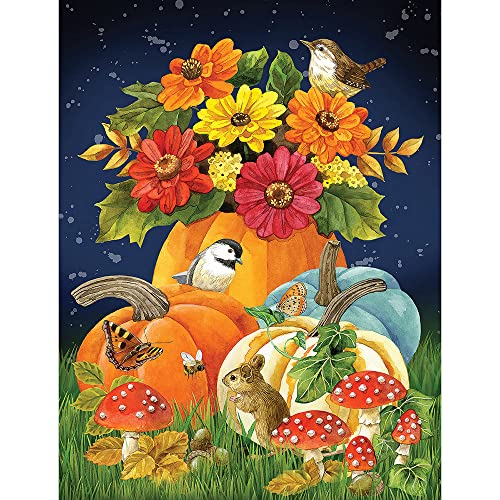 Bits and Pieces – 300 Piece Jigsaw Puzzle for Adults – Autumn Charm - Fall Pumpkins Woodland Creatures Jigsaw Puzzle by Artist Jane Maday, Completed Puzzle Size: 18" x 24" Bits and Pieces