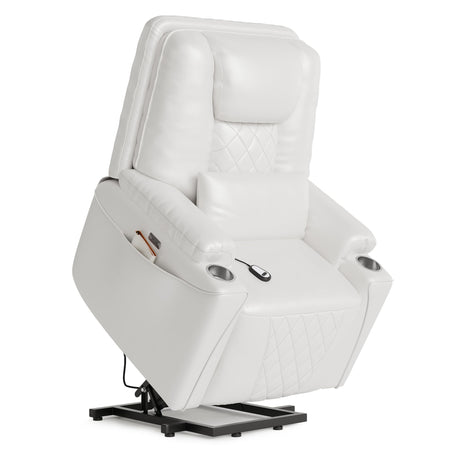 Garvee Electric Power Lift Recliner Chair Sofa, Power Lift Chair for Elderly, 3 Adjustable Positions, Side Storage Pockets and Cup Holders, USB Ports, Recliner Chair with Remote for Living Room, White Garvee