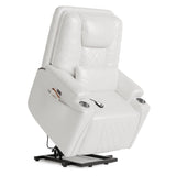 Power Lift Recliner Chair, Easy Lift Assist for Adults, 3-Position Recline, Storage Pockets & Cup Holders, USB Charging Ports, Remote Control Operation, Living Room or Bedroom Comfort, White IDEALHOUSE
