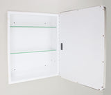 16x20 Austin Farmhouse Metal Framed Rounded Rectangle Recessed Bathroom Medicine Cabinet, Beveled Mirror, 14x18 in-Wall Opening, powder-coated Steel, Glass Shelves, Magnet Close, Brushed Nickel Fox Hollow Furnishings