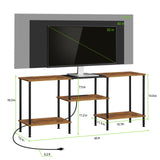 TV Stand for Bedroom 50 Inch TV Stand with Power Outlet 3 Tier Entertainment Center with Storage TV Console Table for 50 43 40 32 Inch TV, Rustic Brown Luplom