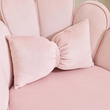 VINGLI Petal Makeup Vanity Chair with Back,Flower Cute Girls Desk Chair Comfy No Wheels,Modern Dining Chair,Small Accent Chair with Adustable Gold Legs&Bow Pillow for Home Office,Bedroom,Velvet,Pink VINGLI