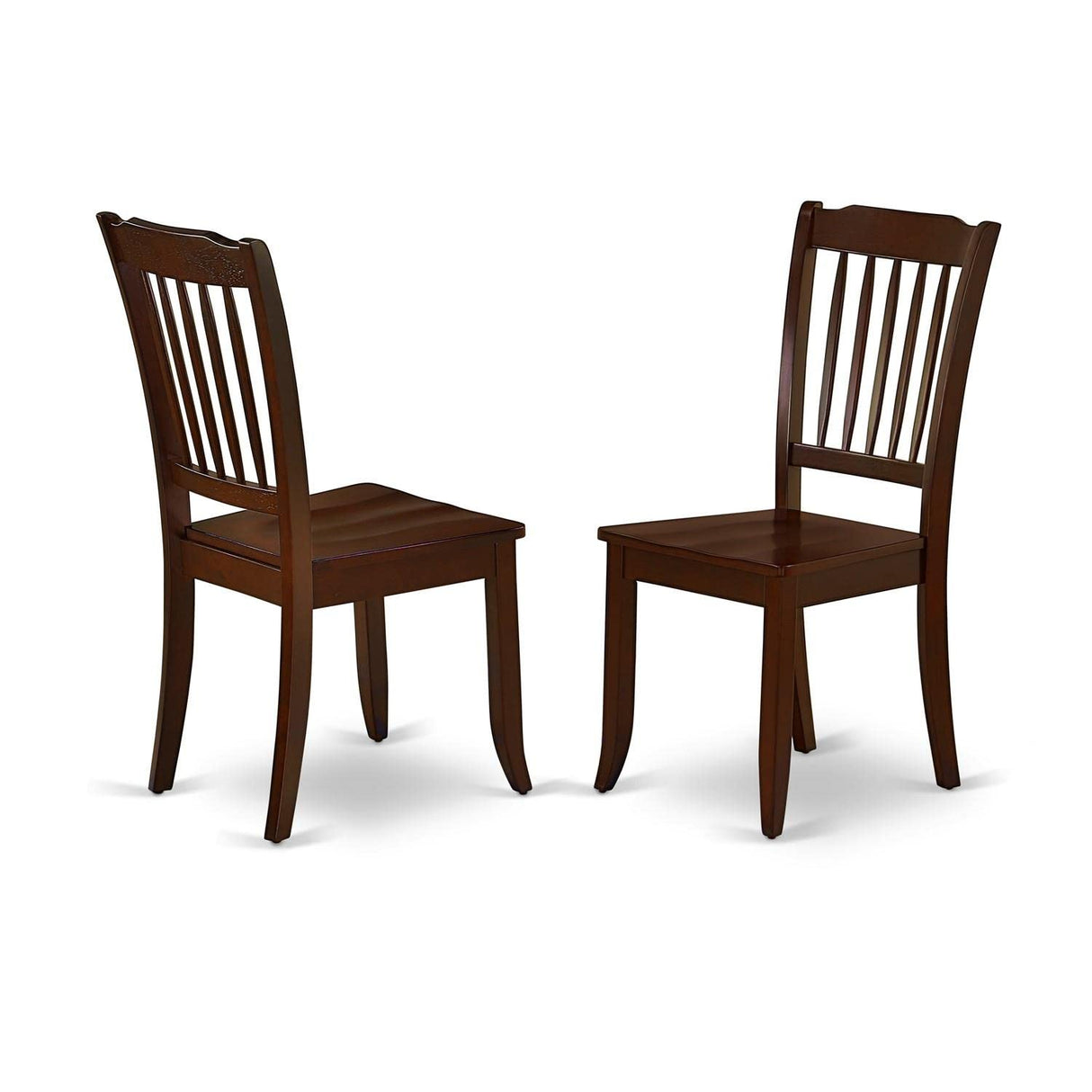 East West Furniture DAC-MAH-W Danbury Dining Room Chairs - Slat Back Solid Wood Seat Chairs, Set of 2, Mahogany East West Furniture