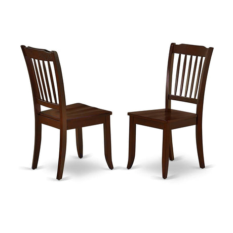 East West Furniture DAC-MAH-W Danbury Dining Room Chairs - Slat Back Solid Wood Seat Chairs, Set of 2, Mahogany East West Furniture