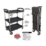 Olympia Tools 85-188 Pack-N-Roll Folding Collapsible Service Cart, Black, 50 Lb. Load Capacity per Shelf Olympia Tools