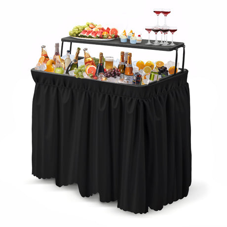 VINGLI Ice Table with Extra Storage Shelf, Portasble Cooler Side Table with Removable Skirt, Patio Table, Indoor & Outdoor Bar for Events, Parties and Camping VINGLI