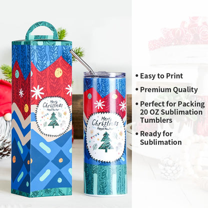 PYD Life 20 Pack Sublimation Tumblers 20 OZ Gift Boxes Blanks Matte White 3.15" x 3" x 11.8" 20 OZ Sublimation Skinny Tumblers Packing Boxes Blanks for Heat Press Transfer