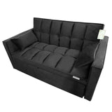 CALABASH 55 Inch Convertible Sleeper Sofa 3 in 1 Velvet Small Loveseat with Pull Out Bed, Reclining Backrest, Toss Pillows and Pockets, Futon Couches for Living Room Apartment Office CALABASH