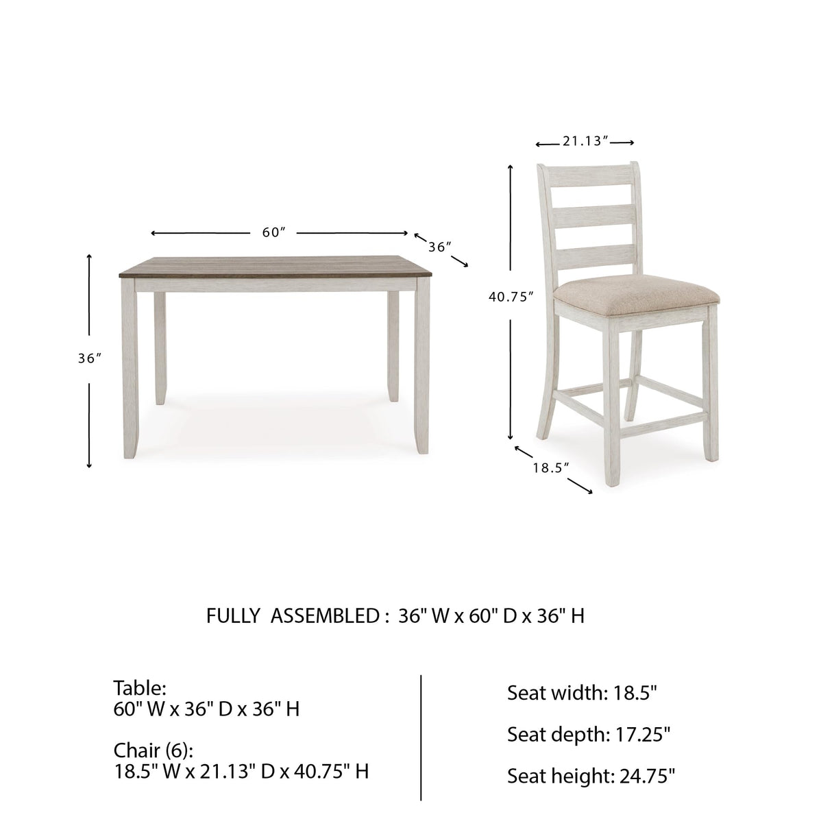 Signature Design by Ashley Skempton Modern Farmhouse Counter Height Dining Table and Upholstered Bar Stools, Set of 7, White & Light Brown Signature Design by Ashley