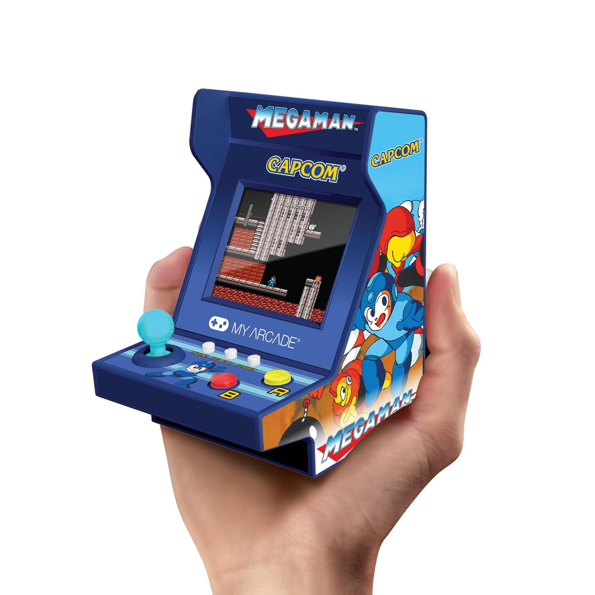 MY ARCADE Mega-Man Pico Player: 3.7" Playable Portable Tiny Arcade Machine with 6 Retro Games, 2" Screen Color Display, Small My Arcade
