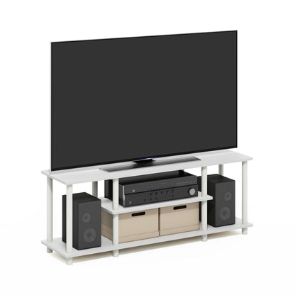 Furinno Turn-N-Tube No Tools 3D 3-Tier Entertainment TV Stands, White/White