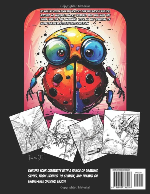 Monster Bugs Coloring Book for Adults: Fun and Relaxing Designs of Creepy and Cute Insects (Monster Coloring Adventures) Majosta