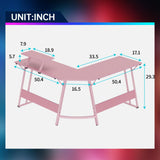 FDW L Shaped 51 Inch Gaming Desk,Corner Computer Desk,PC Gaming Desk,Writing Workstation with Large Monitor Stand for Home Office,Pink FDW