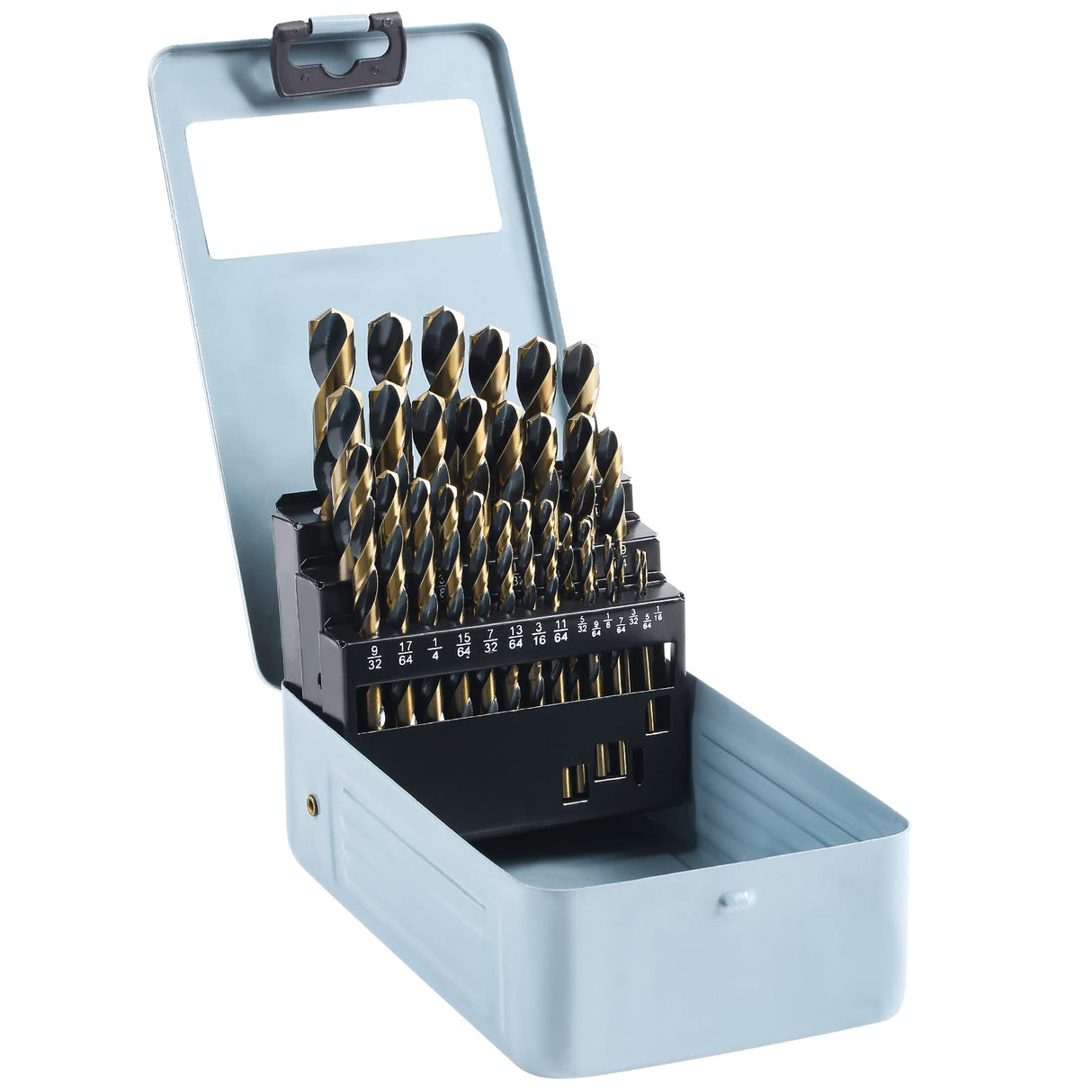 CaRoller 29Pcs Cobalt Drill Bit Set, 135 Degree Tip High Speed Steel with Black and Gold Finish, Stainless Steel, Plastic and Wood with Metal Indexed Storage Case 1/16"-1/2" CaRoller