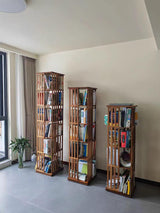 NDDKSII 360° Space-Saving Rotating Bookshelf Tower with 6 Tiers - Multi-Compartment Storage for Home and Office NDDKSII