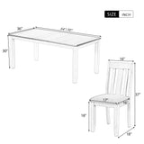 CITYLIGHT 7 Pieces Dining Table Set with Extendable Tabletop and 6 Upholstered Chairs, Solid Wood Kitchen Dining Room Table Set, Kitchen Furniture Set for 6-8 People, Gray Tabletop + White CITYLIGHT