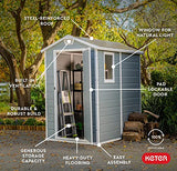 Keter Manor 4x6 Resin Outdoor Storage Shed Kit-Perfect to Store Patio Furniture, Garden Tools Bike Accessories, Beach Chairs and Lawn Mower, Grey & White KETER