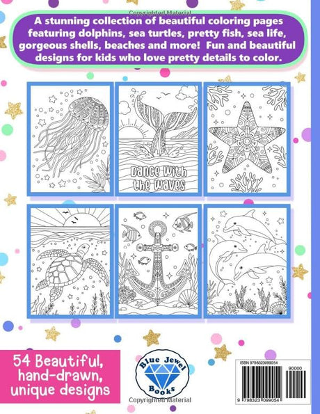 Coloring Book for Kids: Beautiful Ocean and Sea Life for Girls Ages 6-12 WoodArtSupply