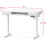SHW 48-Inch Electric Height Adjustable Desk with Keyboard Tray and Two Drawers SHW