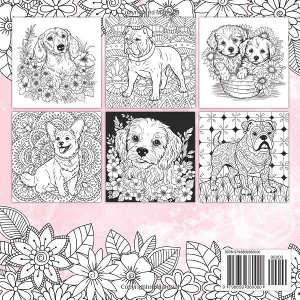 Dogs Coloring Book: Relaxing dog coloring pages for girls ages 10-12, 13-19, teens and adults (Pet coloring books)