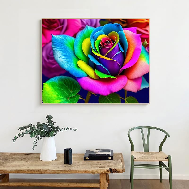 Meothan Diamond Art Kits for Adults - Rose Flowers Diamond Painting Kits for Adults Beginners, 5D DIY Round Full Drill Gem Art Paint by Diamonds Dots Crafts Kits for Home Decor Gift 12x16inch Meothan