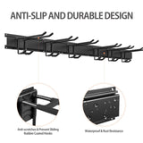 Garage Tool Storage Rack, 48 Inch Garage Organizer Wall Mounted Storage System with 6 Double Layer Hooks, Super Heavy Duty Garden Tool Hanger for Ski Gears, Chair, Rake Shovel Yard Tools Gatsowm