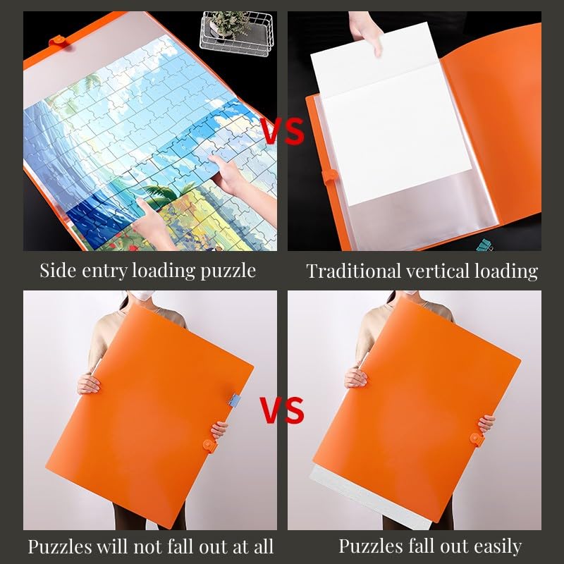 YMNLWZ Puzzle Storage 1000 Pieces Large-Capacity Storage Puzzle, 20 Transparent Pockets, Portable, Dustproof and Stain-Proof, Suitable for Puzzle Lovers to Collect Puzzle Storage Gifts (Black) YMNLWZ