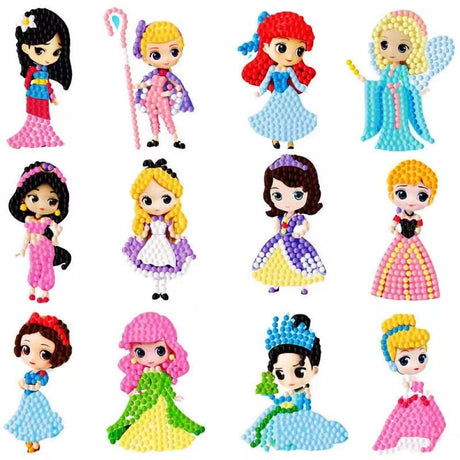 CSHYYDS Diamond Painting Kits for Kids,Diamond Art Kits for Kids Girls,Arts and Crafts for Grils Ages 4-8,6-8,8-12,12PCS Princess Gem Stickers Art Best Gifts for Grils Boys Birthday CSHYYDS