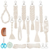 INFUNLY 10 Sets DIY Macrame Keychain Kit for Adults Boho Macrame Wristlet Keychain Kit Handmade Macrame Tassel Keyring Kit with Instruction for Beginners Car Key Charm Women Gift Phone Wallet INFUNLY