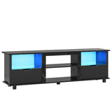 Bestier 70" Gaming Entertainment Center with Drawers, LED TV Stand for 75 Inch TV, TV Entertainment Stand for Living Room with Storage and Glass Shelves (Black Marble) Bestier