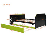 Harper & Bright Designs Full Size Gaming Platform Bed with Desk and Trundle, Wooden Daybed Frame with USB (Green) Harper & Bright Designs