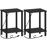 TUTOTAK End Table with Charging Station, Set of 2, Side Table with USB Ports and Outlets, Nightstand, 2-Tier Storage Shelf, Sofa Table for Small Space, Living Room, Bed Room TB01BK041 TUTOTAK