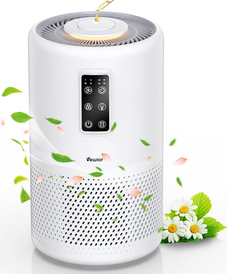 Air Purifiers for Home Large Room up to 1400ft², VEWIOR H13 True HEPA Air Purifier for Bedroom with night light, Fragrance Sponge, Sleep Mode, Timer, Lock, Air Cleaner for Wildfire Smoke Odor Dander VEWIOR